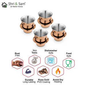 4 PCS Dabara de café martillado en vaso de acero inoxidable de doble pared con revestimiento de PVD de oro rosa para juegos de té y café - Product Image 2