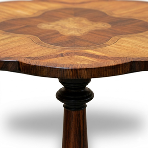 Mesa Auxiliar Redonda de Reproducción Francesa, Mesa Decorativa de Madera con Tapa en Forma de Flor Antigua para Sala de Estar u Hotel - Product Image 3