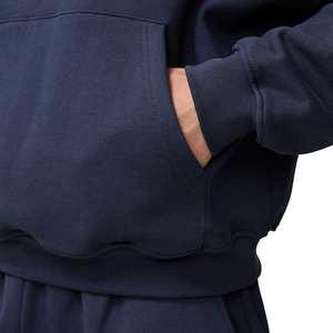 Men's Navy Blue Hooded <b>Tracksuit</b> Set Full Length Loose Fit Cotton Sweatshirt Pants Casual Autumn Wear Solid Color Side Pockets - Product Image 5