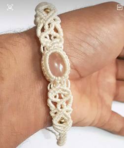 Bracelet de cheville en macramé réglable de style vintage élégant, bijoux de forme marquise et ronde, bracelet de cheville ovale en améthyste et turquoise rond - Product Image 5