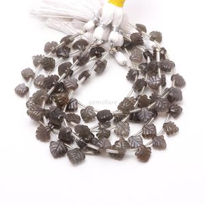 Perles en forme de feuille de pierre de lune grise AAA, pierres précieuses naturelles sculptées à la main pour la fabrication de bijoux, 10-11MM, brin de 8 pouces, fournisseur indien en gros - Product Image 2