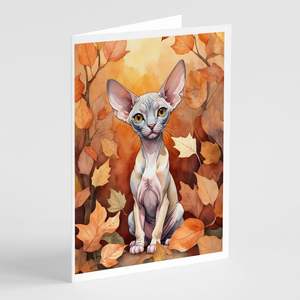 Minskin Whimsical A7 Size 5x7 Blank <b>Note</b> <b>Cards</b> Cat in Fall Leaves Pack of 8 with Envelopes for <b>Greetings</b> <b>and</b> <b>Notes</b> - Product Image 1