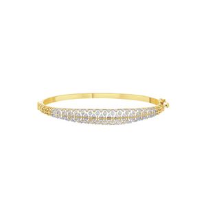 Luxury 18K <b>Gold</b> Plated Diamond <b>Bangle</b> With 1.08 Ct Round Cut Channel Set Geometric Design For Women's Everyday Wear - Product Image 4