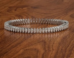 Luxury Marquise Cut Moissanite Tennis Bracelet <b>Iced</b> <b>Out</b> Hip Hop Jewellery White Gold Diamond Look Wrist <b>Chain</b> - Product Image 2