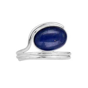 Gourik Lapis Lazuli 925 Sterling Silver High Polish Vintage Oval Gemstone Cabochon Bezel Set Bypass <b>Split</b>-Shank <b>Ring</b> Women Fine - Product Image 2