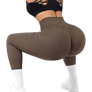 High Waist Knitted Leggings Full Length Solid Color Stretchy Seamless Eco-Friendly UV Protection Women's All Seasons Wear - Product Image 5
