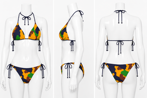 Ensemble de bikini imprimé camouflage pour femme, dos nu, à nouer sur les côtés, extensible, deux pièces, coupe classique, en Spandex et Polyester - Product Image 2