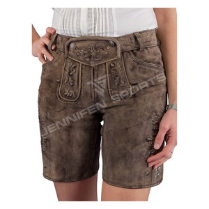Nuevos pantalones cortos de cuero de vaca estilo Lederhosen, trajes bávaros para mujer, bordados personalizados, estilo alemán, patrón sólido, piel de vaca - Product Image 2