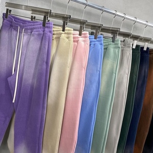 Pantalon de jogging décontracté pour homme, coupe évasée et ample, en molleton de coton épais, délavé à l'acide, avec logo personnalisé, grande taille - Product Image 3