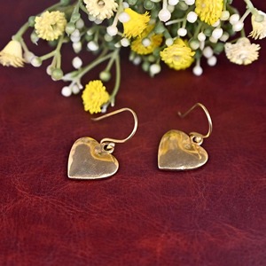 Gold Plated Brass Heart <b>Earrings</b> Polished Finish Valentine's Day Jewelry Love Theme Metal Craft - Product Image 5
