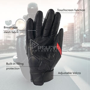 Guantes de cuero vintage de alta calidad para motocicleta, logotipo personalizado, MOQ bajo, guantes de cuero perforados para hombre, guantes de motociclista estilo Cafe Racer - Product Image 4