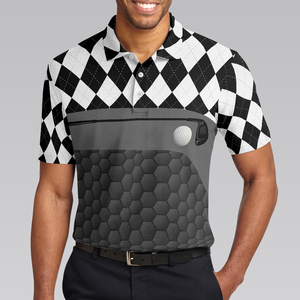 Polo de golf pour homme à manches courtes, motif Argyle, séchage rapide, 100 % polyester, design sportif avec logo imprimé 'Hole In One' au dos - Product Image 4