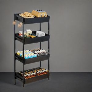 Supremarket Kitchen Office Store Ladder Shelves Fruit and <b>Vegetable</b> Basket <b>Stand</b> Rack for Snacks Wood Pantry Shelf Unit - Product Image 4
