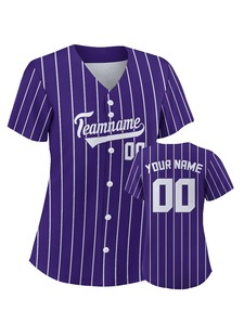 Women's Custom Team Baseball Jersey Heat-Transfer Printed 100% Polyester Short Sleeve <b>Button</b> Front Sports Top - Product Image 5