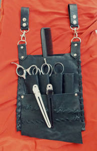 Modern Genuine Leather Barber Scissor Holster Professional Stylist Tool Bag <b>Pouch</b> With Adjustable Belt LBSH-0010 - Product Image 2