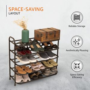 Multi-Purpose Modern Living Room <b>Shoe</b> Rack-Curve Model-1 Shelf (69.5W Cm X 28.5D Cm X 63.7H Cm) Black Wood - Product Image 4
