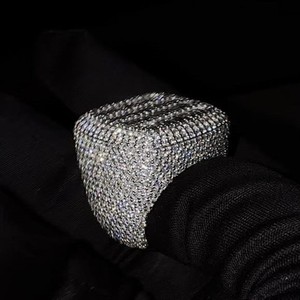 VVS Diam Unisex 925 Silver Moissanite Cluster Cocktail <b>Ring</b> Baguette Cut Prong Setting Rose Gold Plated Geometric Hip Hop Luxury - Product Image 4