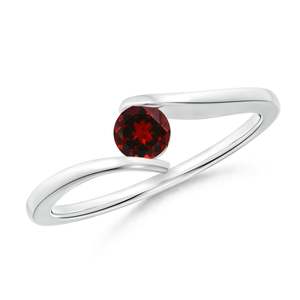 Bague de fiançailles et de mariage en argent sterling 925 plaqué rhodium avec grenat serti clos et griffes, style vintage pour tous les jours, pierre de naissance de janvier - Product Image 1
