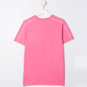 เสื้อยืดคอกลมแขนสั้นสีชมพูสำหรับผู้หญิง ลายทางสีขาว แบบสวมใส่สบายๆ สำหรับฤดูร้อน - Product Image 2