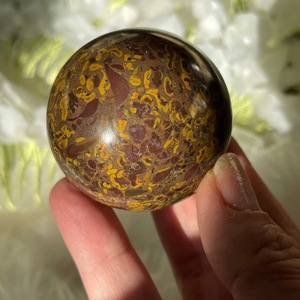 Custom Carved Natural Yellow Fruit Jasper <b>Sphere</b> Healing Gemstone Fossil Coral Azubilite <b>Crystal</b> Ball Metaphysical Dynamic - Product Image 4