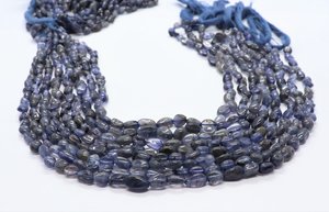 Perles de pierre gemme d'iolite naturelle, lisses, en forme de pépite et roulées irrégulières, 5x7-6x9MM, vente en gros, 5 brins de 13 pouces - Product Image 2