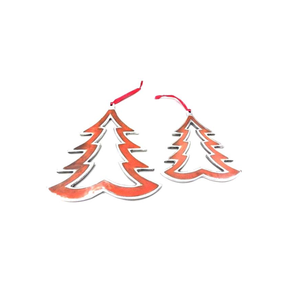 Adornos Colgantes Geométricos de Metal para Árbol de Navidad, Modernos, Plateados, Decorativos, con Cintas Azules, Decoración para Eventos Festivos, Portátiles - Product Image 5