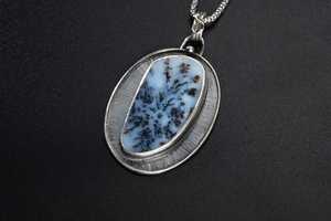 Elegante Colgante de Ágata Dendrítica Hecho a Mano en Plata de Ley 925, Joyería Vintage de Compromiso con Certificado de Terceros para Mujer - Product Image 4