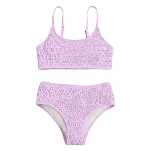 Ensemble bikini tricoté 2 pièces pour femme, motif floral, haut en maille taille haute, maillot de bain extensible, logo sur le devant, léger et séchage rapide - Product Image 2