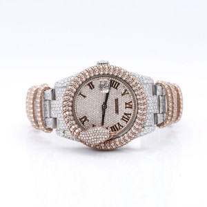 Reloj Mecánico Iced Out con Moissanita, Esfera con Números Romanos en Dos Tonos, Brazalete de Acero Inoxidable con Diseño de Serpiente, Reloj de Pulsera de Lujo para Hombre - Product Image 1