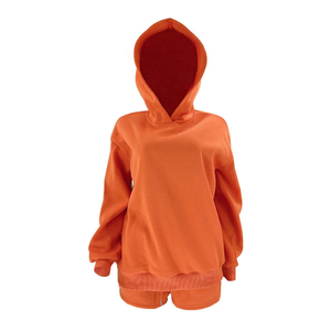 Conjunto deportivo informal de pantalón corto y sudadera de corte holgado para mujer, material transpirable, perfecto para entrenamientos de verano, correr y el día a día. - Product Image 1