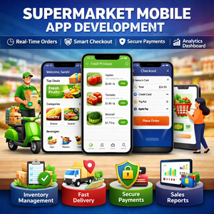 การพัฒนาแอปมือถือสำหรับการช้อปปิ้งซูเปอร์มาร์เก็ตขั้นสูง พร้อมระบบสต็อกสินค้าแบบเรียลไทม์และการชำระเงินที่ปลอดภัย - Product Image 1