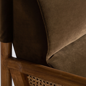 Modern Wooden <b>Armchair</b> with <b>Rattan</b> Side Panel for Living Room Furniture - Product Image 4