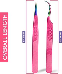 Pince à épiler professionnelle pour extensions de cils, à pointe en fibre, volume 45, 90 degrés, en métal de haute qualité, en gros - Product Image 2