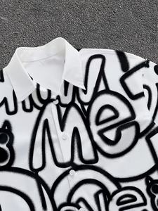 Camiseta Personalizada con Cuello Polo y Botones, de Primera Calidad, con Estampado Gráfico, Holgada, de Algodón, Estilo Urbano, para Hombre - Product Image 3