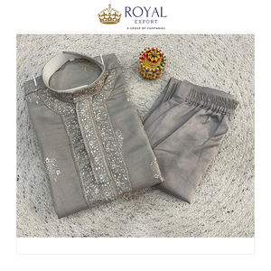 Colección de Diseñador de Ropa Étnica Estilo Indio para Hombre, Kurta de Seda con Bordado Dori y Pijama de Algodón para Fiestas y Eventos - Product Image 6