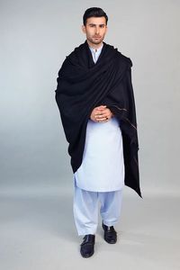 Men's Traditional Wool Black <b>Shawl</b> For Winter Casual Wear India Pakistan Style Salwar Kameez With <b>Shawl</b> Set - Product Image 6