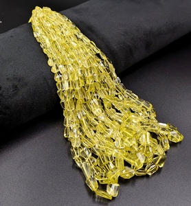 Perles de citrine naturelle jaunes taillées en baguette, haute qualité, pour la fabrication de colliers, marque RUHAN GEMS du Rajasthan, tailles variées - Product Image 3