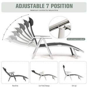 Silla de Playa Plegable Ligera y Ajustable con Almohada para Uso en Exteriores - Product Image 5