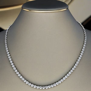 Lujoso collar de tenis para mujer de 18 pulgadas, oro de 14 quilates, 24.00ct, diamantes CVD cultivados en laboratorio, Diamante brillante certificado IGI chapado en rodio - Product Image 1