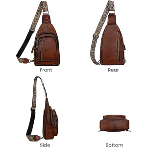 Leather Crossbody Bag Saddle Style Vegetable Tanned Full Grain Cowhide Flap Closure Brass Hardware - Product Image 3