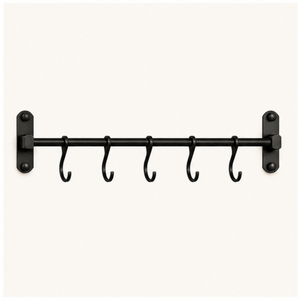 Wall Mounted Kitchen Utensil Rack Heavy Duty Metal Hanging Organizer For Pots Pans Space-Saving Matte Black Kitchen <b>Rail</b> - Product Image 3
