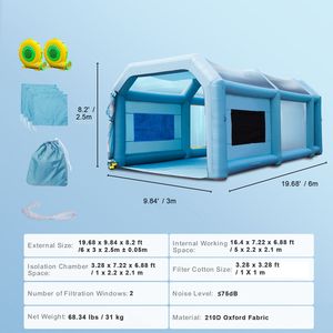 20x10x8ft High Powerful 480W+750W <b>Blowers</b> LED Inflatable Spray Booth Tent for <b>Car</b> Paint 8ft Inflatable Paint Booth Tent Air - Product Image 3