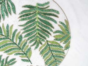 Handmade Bead Placemat Set of Fern Placemat- Beaded Charger Memorial Gift from Kids - Product Image 2