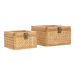 Caja de Almacenamiento de Ratán Hecha a Mano de Alta Calidad con Tapa, Cesta Organizadora de Mimbre Ecológica para el Hogar, Exportación OEM - Product Image 1