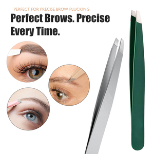 Custom Eyebrow Tweezers Slanted Tip Premium Quality Brow Wholesale Tweezers Precision Hair Removal <b>Tool</b> Private Logo OEM Supply - Product Image 5