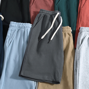 Men's Solid Color Cotton Bermuda Shorts Mid Waist Drawstring Casual Style <b>Elastic</b> Waist Breathable Woven Fabric - Product Image 2