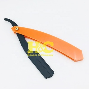 New Design Orange Handle Barber <b>Razor</b> Wholesale Rate Silver Polish Stainless Steel Handle Changeable Blade Barber <b>Razors</b> Salon - Product Image 5