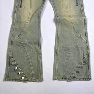 Pantalones Cargo de Mezclilla Lavada para Hombre, Estilo Utilitario de Algodón de Peso Medio con Múltiples Bolsillos y Cremalleras, para Otoño - Product Image 5