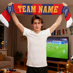 Écharpe de sport en tricot acrylique unie coupe-vent avec logo de club personnalisé, idéale pour l'hiver et les activités extérieures, pour les fans de l'équipe. - Product Image 4
