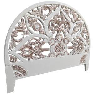 Cabecero de Cama King Size de Madera Tallada Smart Art, Decoración de Pared con Flores en Blanco Lavado, Juego de Muebles de Dormitorio de Madera Sintética - Product Image 3